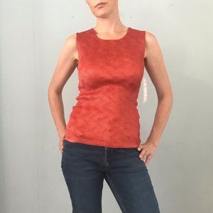 Vintage Nicola textured sleeveless top, rust/orange, size M, with tags on